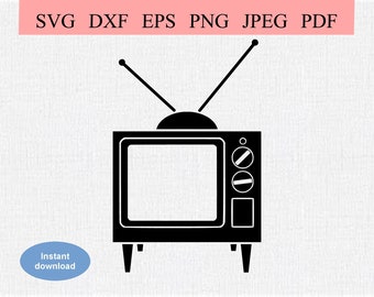 Eenvoudige Retro TV / SVG / Abstract Vintage Televisie Antennes / Geometrische Televisie Set / Film TV Show Film / Televisie Signaal Ontvangst