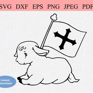 Agnello di Dio / SVG DXF EPS / Agnello di Dio che porta una bandiera / Agnus Dei Cross / Messa cattolica / Simbolo cristiano / Resurrezione di Gesù Cristo