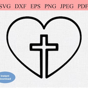 Christian Love / SVG DXF EPS / Croce dentro un cuore / Simbolo del cristianesimo / Gesù è morto per i nostri peccati Logo / Sacrificio e amore cristiani
