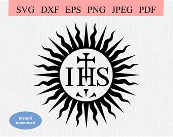 Katholisches IHS Symbol / SVG DXF / Iesus Hominum Salvator / Jesus Christus Retter der Menschheit / Priestertum / katholischer Priester / Heiliges Sakrament