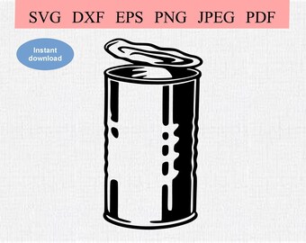 Tin Can / SVG DXF EPS / Opened Food Can / Open Tuna Can / Canned Preserves / Can of Beans / Stock up Army Supplies / Canning / Cat Dog Food