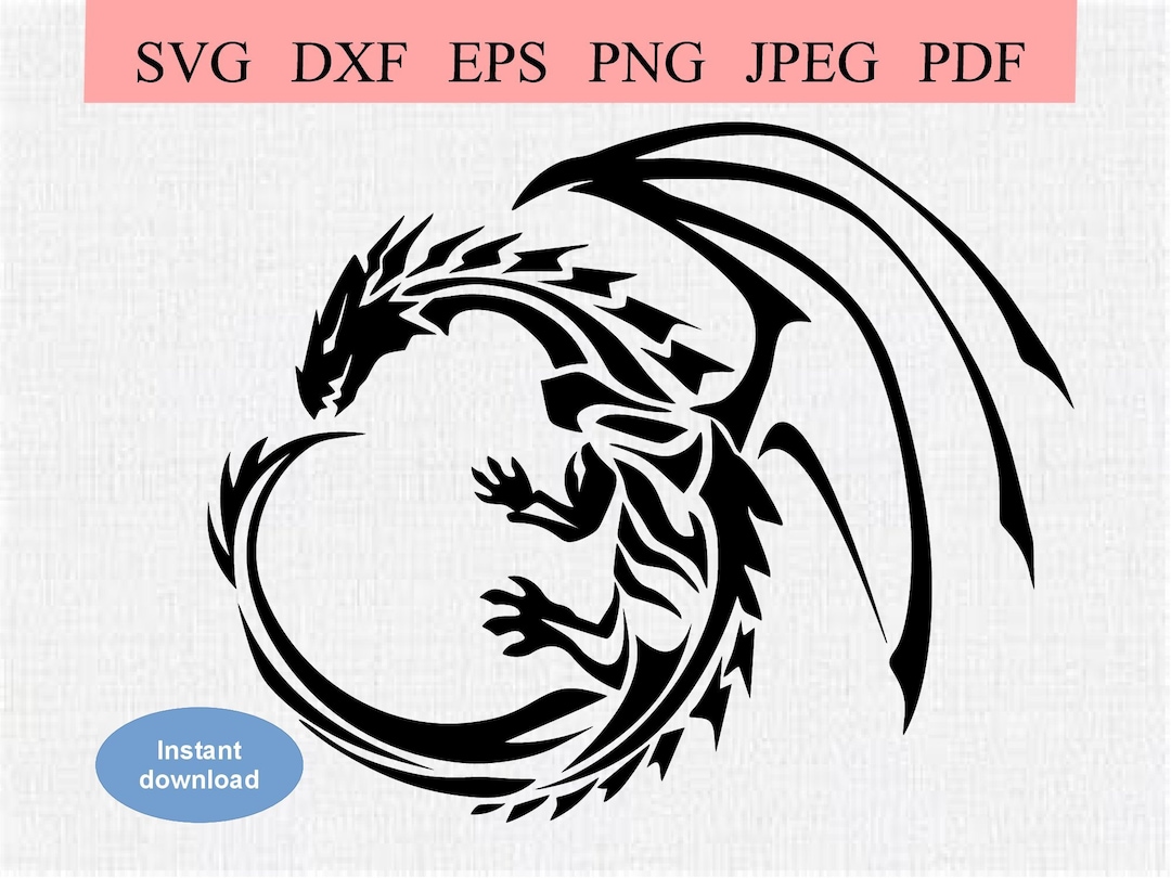 Tribal Dragon Ouroboros / SVG DXF EPS / Abstract Dragon With Wings in a Circle / Asian Japanese Ouroboros Dragon / Infinity Eternity Symbol - Etsy