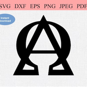 Símbolo Alfa Omega / SVG DXF EPS / Logotipo de Jesús Alfa y Omega Cristiano / Carta Griega / Sacerdocio / Sacerdote Católico / Misa del Santísimo Sacramento