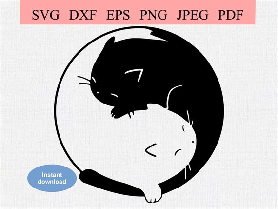 Yin Yang Con I Gatti in Bianco E Nero Di Neko Di Maneki Illustrazione
