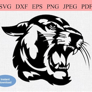 Tribal Puma Lioness / SVG DXF EPS / Abstract Wild Cougar / Geometric Mountain Lion / Black Panther Cat Face / Abstract Feline Jaguar Leopard