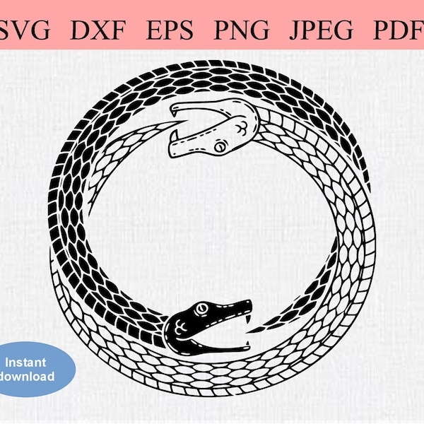 Ouroboros Yin Yang Snakes / SVG DXF EPS / Two snakes in a circle ring eating their tails for infinity / Yin Yang + Infinity Symbolic Clipart
