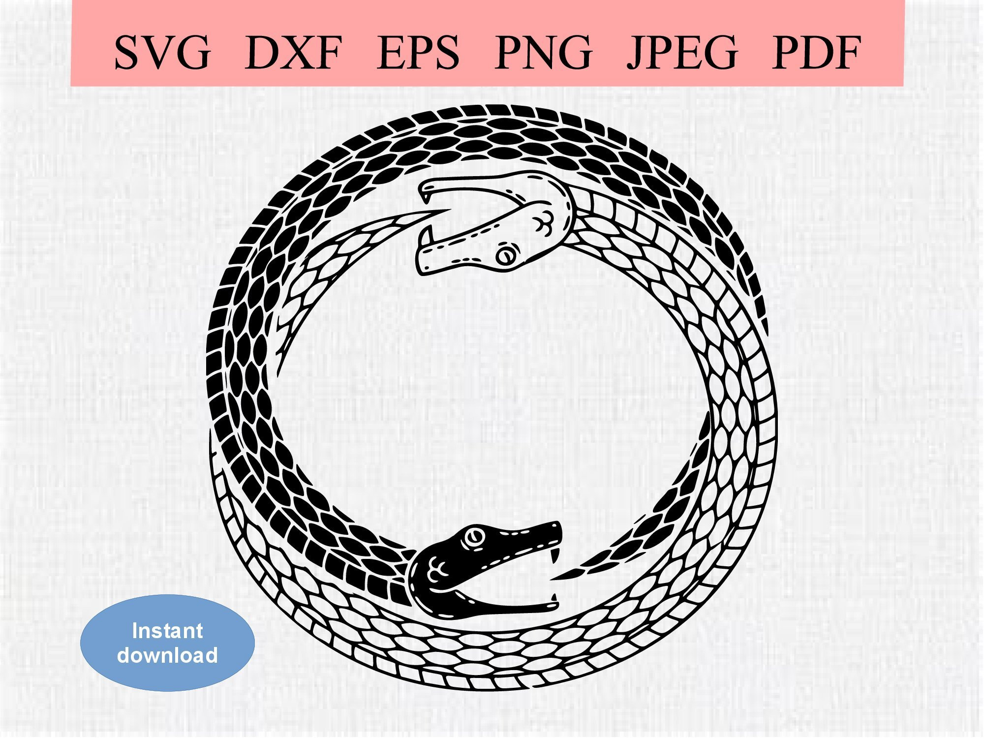 ouroboros-yin-yang-snakes-svg-dxf-eps-two-snakes-in-a-circle-ring