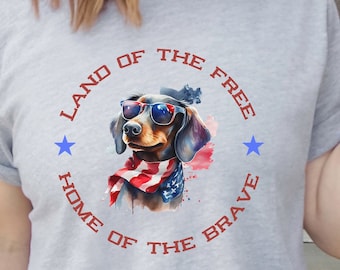 Chemise teckel Chemise patriotique teckel 4 juillet Chemise teckel Jour de l'indépendance Jour commémoratif Quatrième juillet Chemise chien Doxie Tshirt