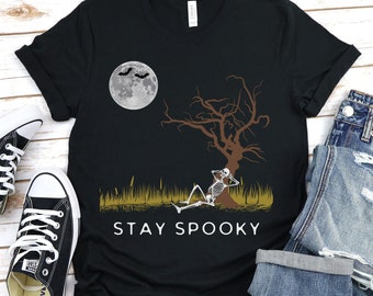 Bleib gruselig | Halloween Shirt | Halloween Skelett Shirt | Skelett Shirt | Gruseliges Skelett Shirt | Shirt mit Skelett