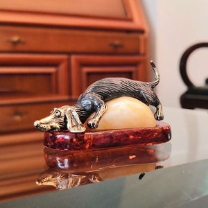 Dachshund bronze figure statuette sculpture statue figurine bronze handmade miniature 124