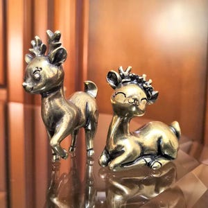Deer lovers Christmas bronze figure statuette sculpture statue figurine bronze handmade miniature 395