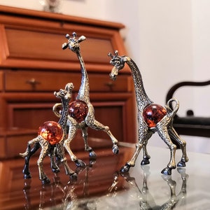 Giraffe family bronze figure statuette sculpture statue figurine bronze handmade miniature 031