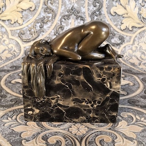 Agneta woman bronze figure statuette sculpture statue figurine bronze marble handmade miniature 269