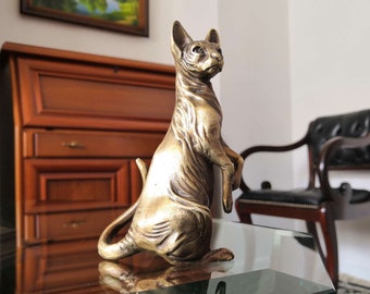 Sphynx Cat Bronze Figure Bronze Sculpture Statuette Statue Handmade Bronze Miniature 106