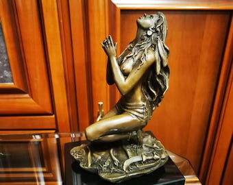 Alma Indian Woman Bronze Figure Statuette Sculpture Statue Figurine Bronze Marble Handmade Miniature 434