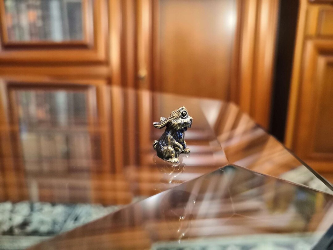 Bunny Rabbit Baby Nano Rabbit Bronze Figure Statuette Sculpture Bronze ...