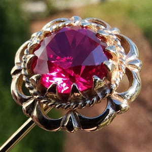 14k 2.55ct Brilliant Faceted Diamond Cut Ruby - Lapel Stick Pin