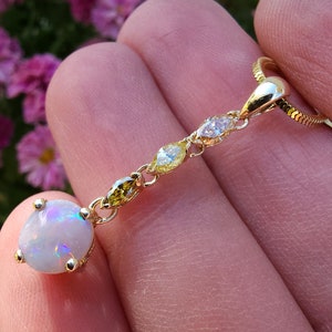 10k VVS 0.36tcw Brilliant Cut Marquise Diamonds & 0.52ct Australian Coober Pedy Fossil Shell Opal - Drop Pendant (Chain Separate)