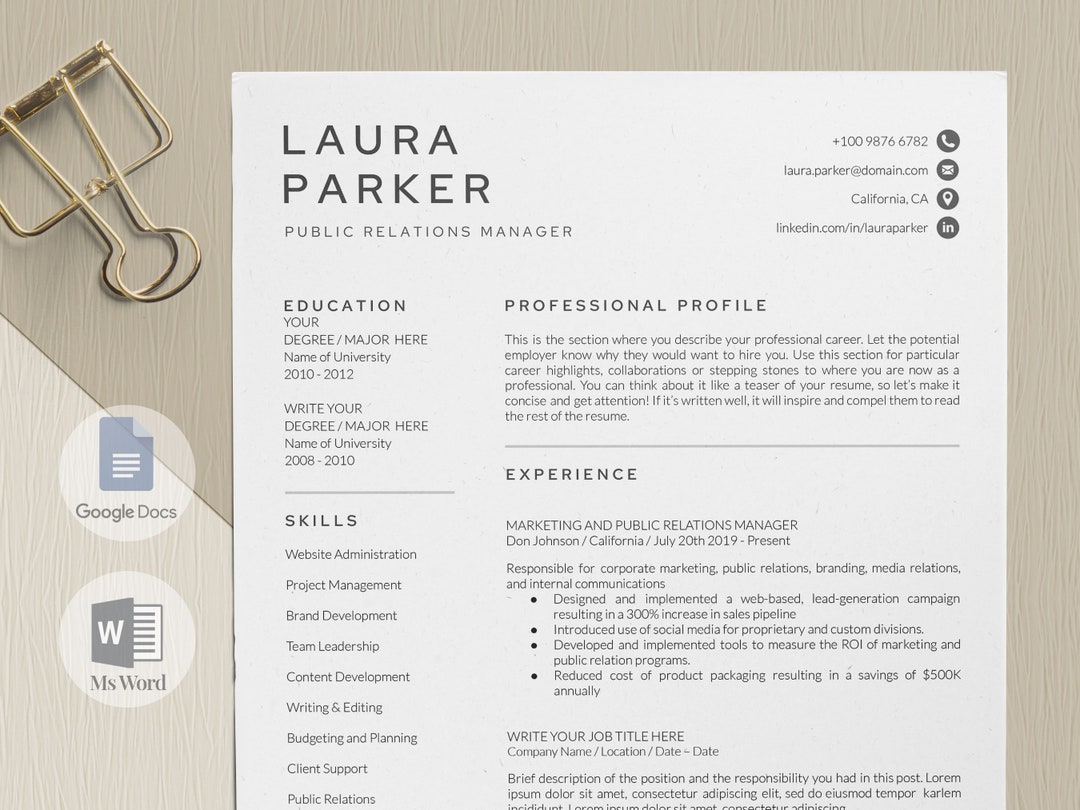 Google Docs Resume Template Word Cover Letter Free Icons Free Fonts ...