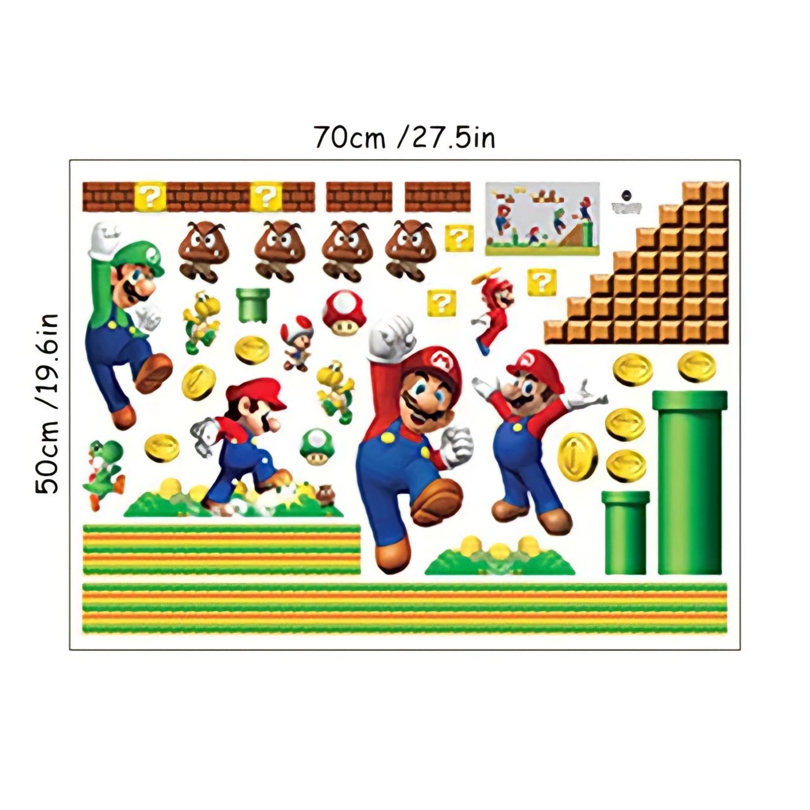 Super Mario Wall Decor 3D Decal Wall Art Removable Vinyl Etsy Canada