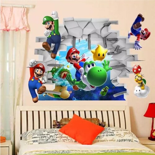 Super Mario Wall Decor 3D Decal Wall Art Mural Wall Decor Etsy