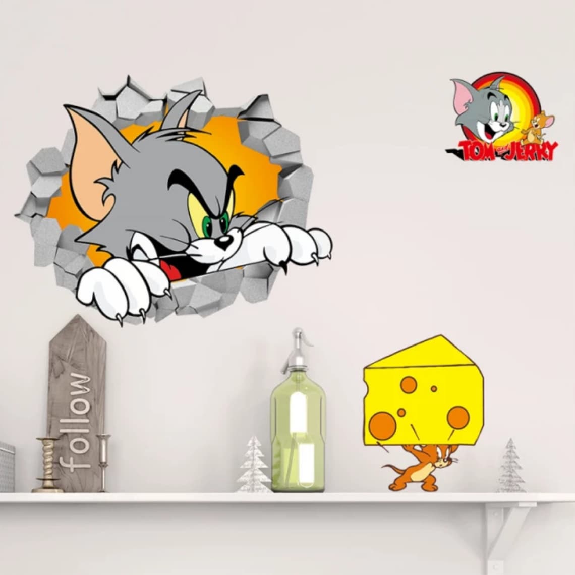 Tom and Jerry Wall Decor 3D Decal Wall Art Removable Vinyl Etsy