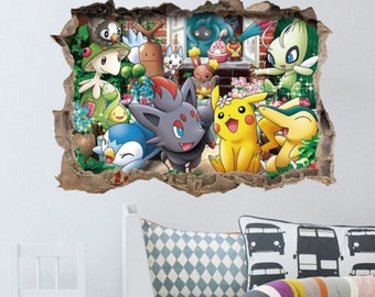 Pokemon Smashed Decal Graphic Wall Sticker Art Mural Charizard Pikachu H709 Pokemon Smashed Decal Graphic Wall Sticker Art Mural Charizard Pikachu H709