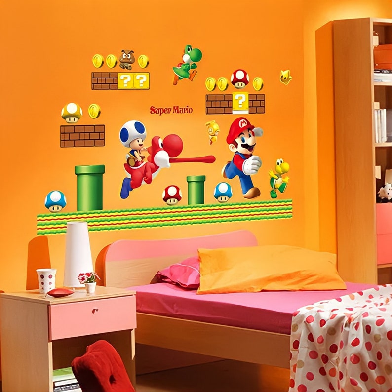 Super Mario Wall Decor 3D Decal Wall Art Removable Vinyl Etsy Canada