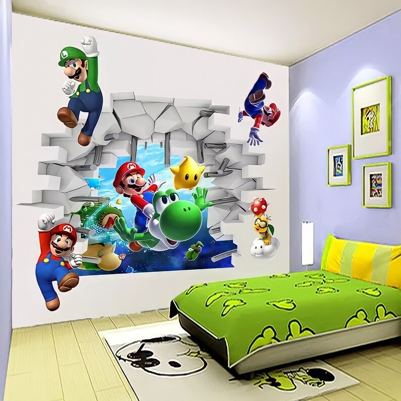 Super Mario Wall Decor 3D Decal Wall Art Mural Wall Decor Etsy Canada