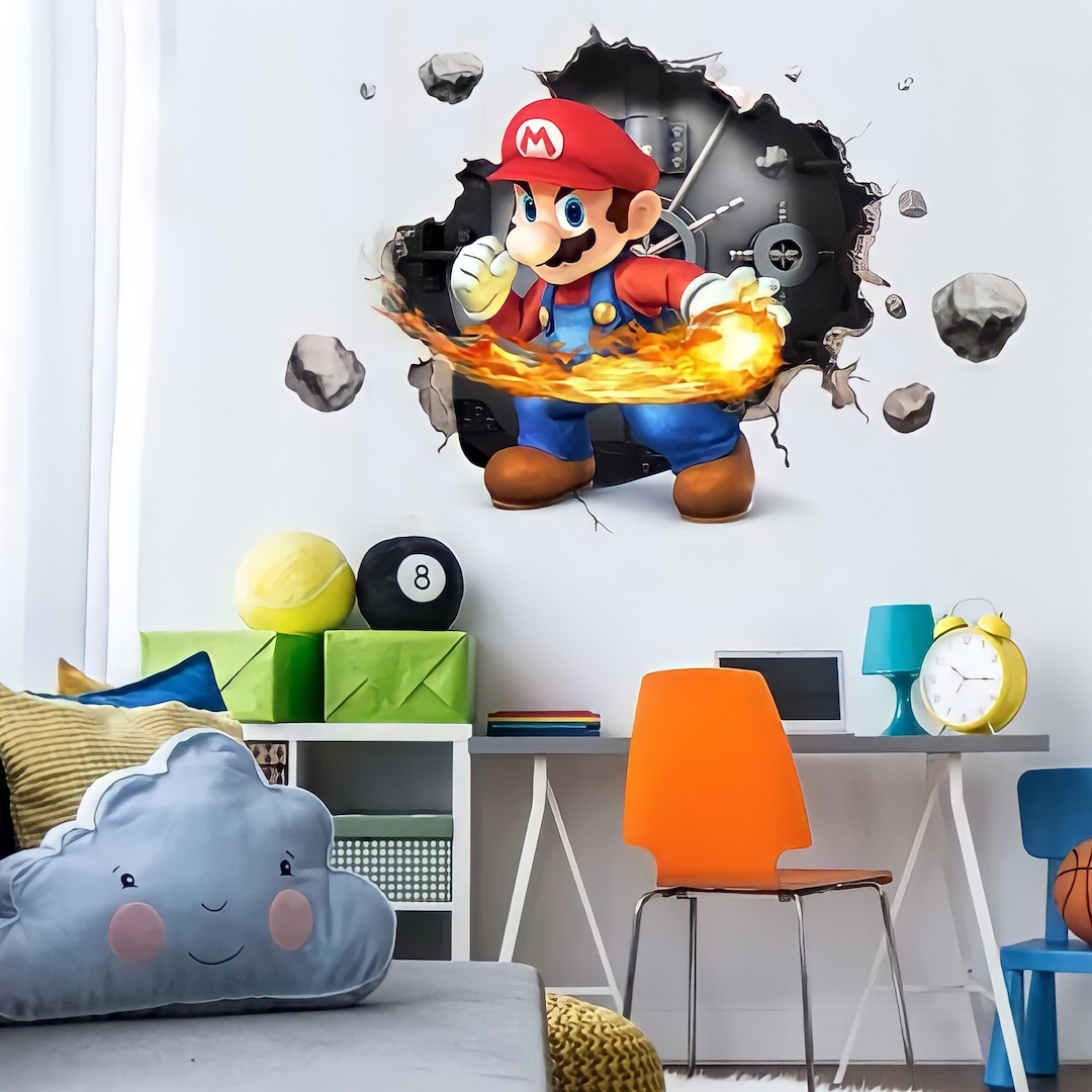 Super Mario Wall Decor 3D Decal Wall Art Removable Vinyl Etsy