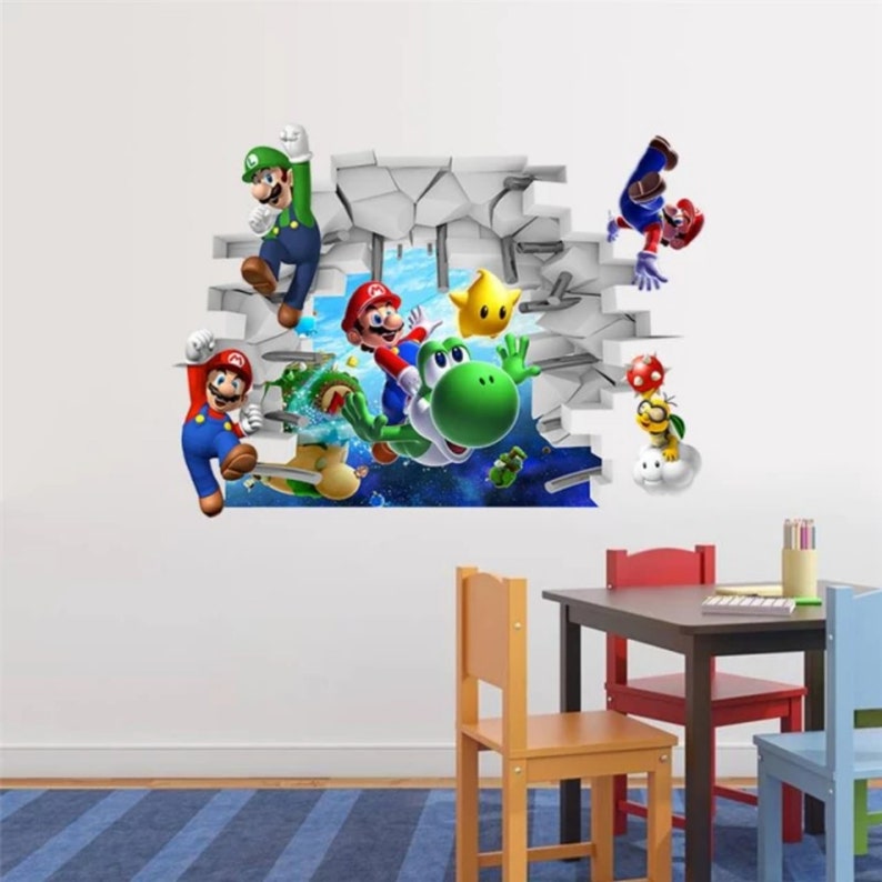 Super Mario Wall Decor 3D Decal Wall Art Mural Wall Decor Etsy Canada