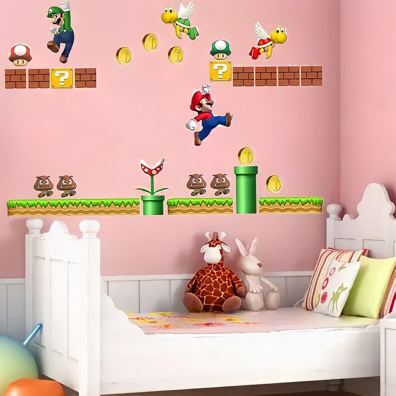 Super Mario Wall Decor 3D Decal Wall Art Removable Vinyl Etsy Canada