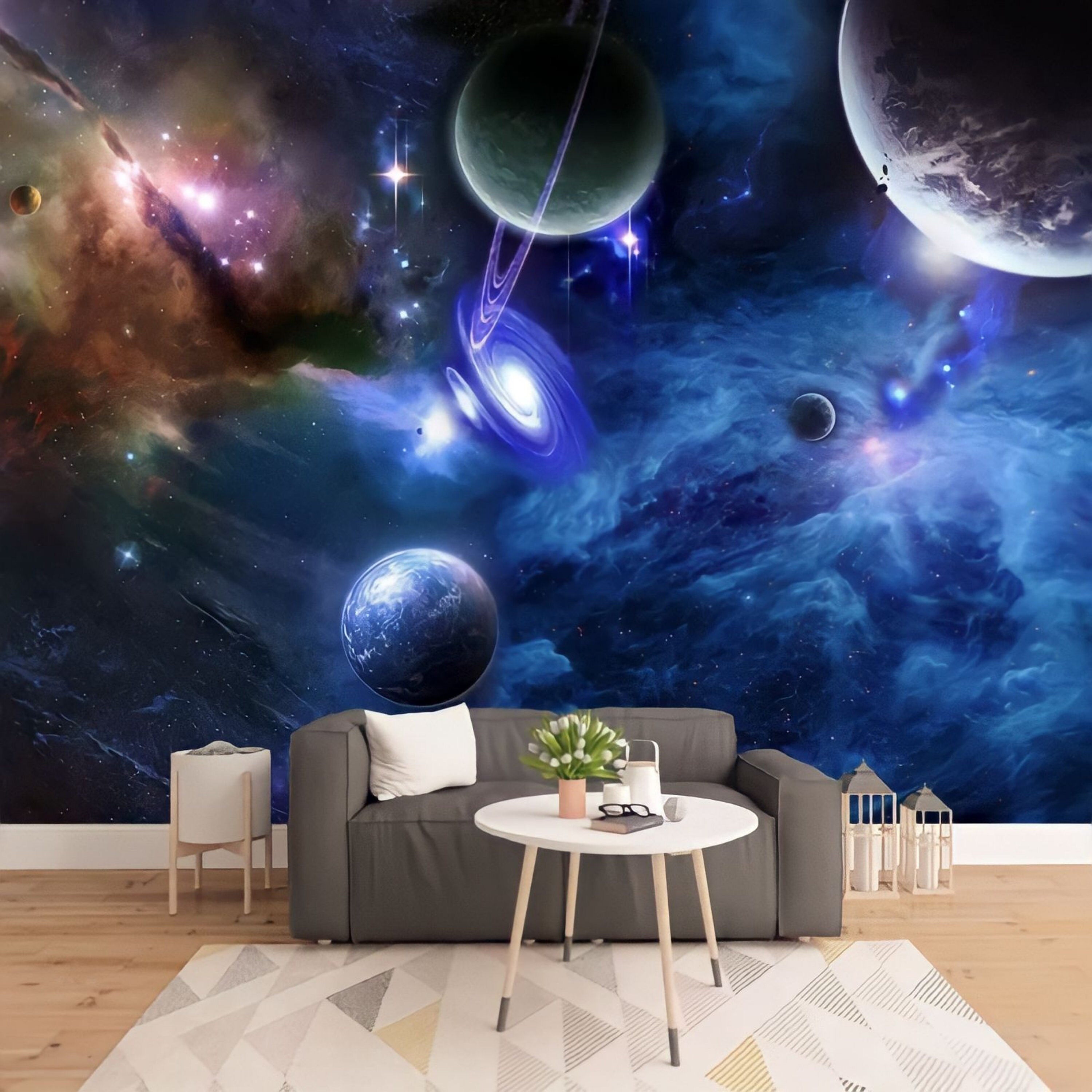 DIY Vinyl Self Adhesive Wallpaper with Glossy Lamination Wall Stickers  Milky Way  Dark Sky Peel  Stick Wallpaper Bedroom Wall for Living Room  Drawing Hall Corridor MD Room 3 by 4ft
