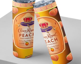 Alcohol Tumbler Design, Sublimation Tumbler Wrap, Crown Peach Tumbler File, Peach Crown Royal Tumbler file