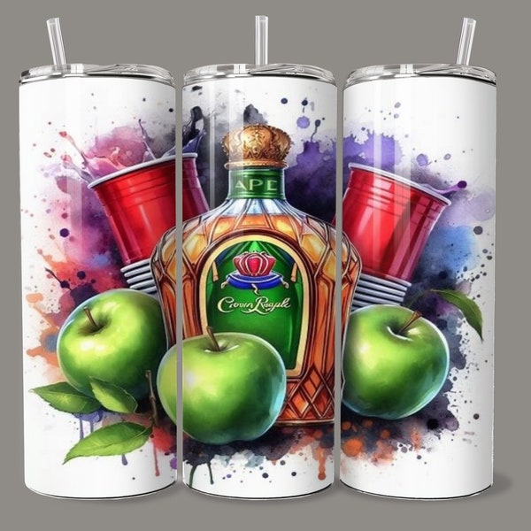 Crown Apple Tumbler file, Alcohol Tumbler Design, DIGITAL FILE ONLY