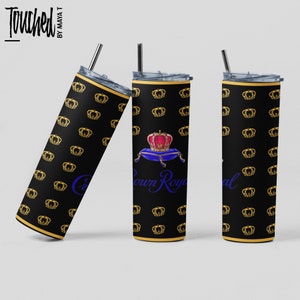 Skinny Tumbler Design, Sublimation Tumbler Wrap, Skinny Tumbler File, Crown Royal Black Tumbler file ,