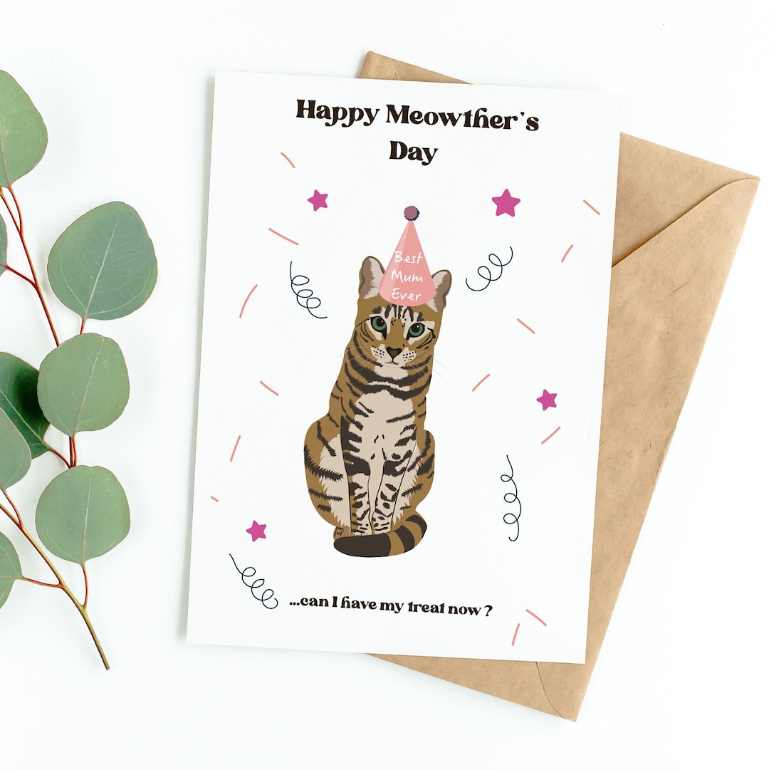 Mother's Day Card From the Cat, Bengal Cat Card, Funny Mother's Day Cat ...