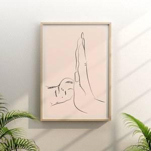 Kat muur print, Cat Paw Print, één lijn kattenkunst, slaapkamer/woonkamer wand decor, roze kattenprint, kattenliefhebber cadeau, kattenvriendschap, A5 A4 A3