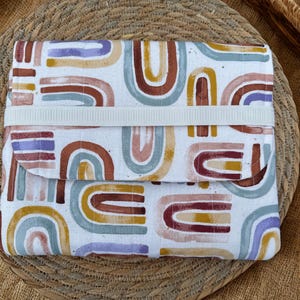 Handmade Quilted Tablet Pouch: Retro Rainbow Cotton eReader Case