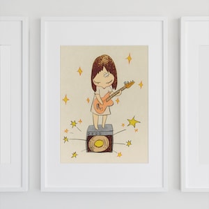 Yoshitomo Nara Print  - "Guitar Girl", 奈良美智,  Digital Download, Japanese Contemporary Wall Art, Fine Art