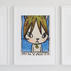 Yoshitomo Nara Print  - "Nyanco" Cat, 奈良美智,  Digital Download, Japanese Contemporary Wall Art, Fine Art