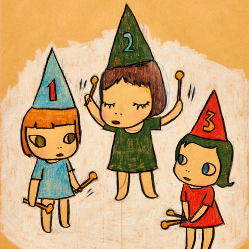 Yoshitomo Nara Print - 123 Drumming Girls, 奈良美智, Digital