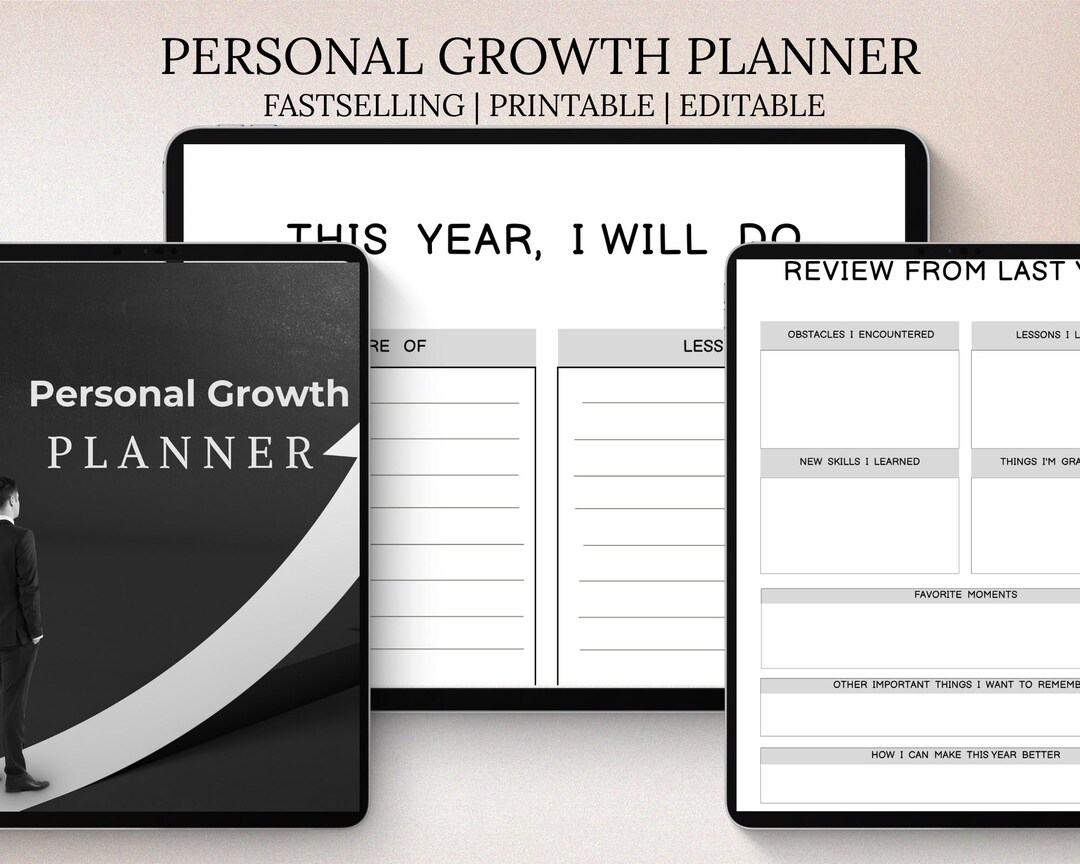 Personal Growth Planner | Printable Self-improvement Journal | Track ...