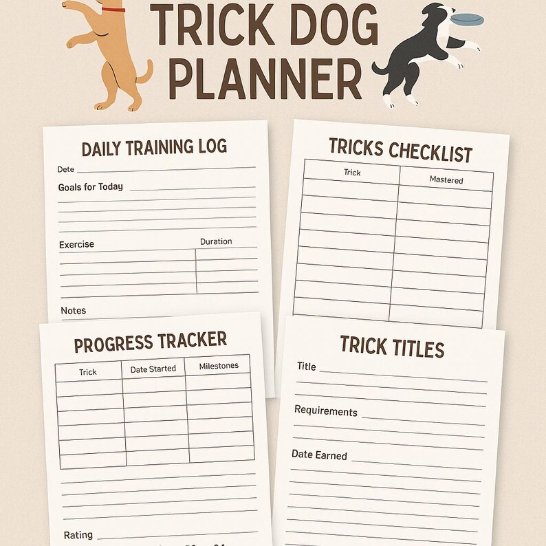 AKC Trick Dog Training Planner: Printable Log (PDF Download - Etsy