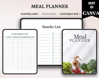Meal Planner, Weekly Meal Organizer, Meal Prep Tracker, Grocery List Planner, Healthy Eating Journal