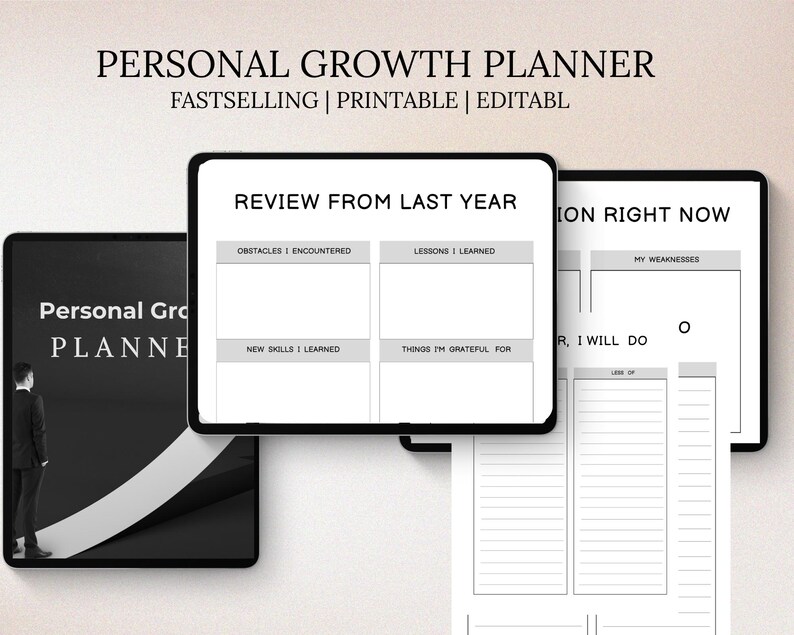 Personal Growth Planner | Printable Self-improvement Journal | Track ...