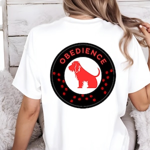 AKC Obedience Dog T-Shirt or Sweatshirt | Dog Sports Gear for Trainers & Dog Lovers, Obedience dog with paw prints |
