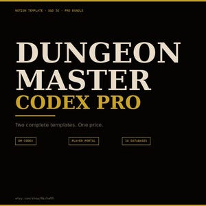 D&D Notion Template PRO Bundle, DM Codex and Player Portal, 5e Campaign System, Digital Download