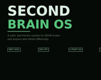 Planificador de Nociones para TDAH, Sistema Operativo Second Brain, Administrador de Tareas, Rastreador de Hábitos (Descarga Digital)