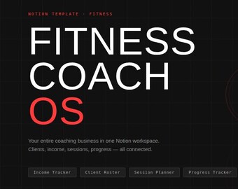 Plantilla de Notion para Fitness Coach OS Lite / Planificador de entrenador personal / Seguimiento de clientes / Planificador de sesiones